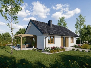 Projekt Domu 52 m2 "WŁASNY KĄT " - Pompą ciepła