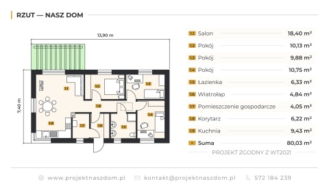 Projekt Domu 80 m2 "NASZ DOM "- Pompa ciepła
